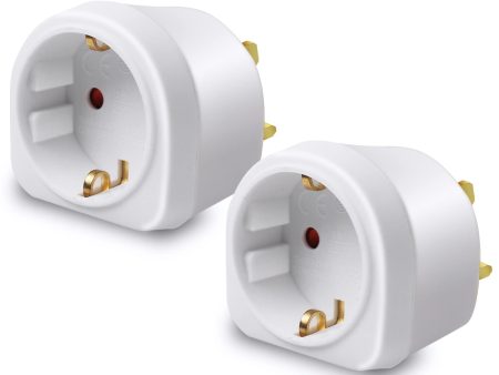 Adaptador Enchufe Ingles a Español, Adaptador de Viaje 2-Pin Europa a 3-Pin Reino Unido, Blanco Embalaje Deteriorado Online Sale