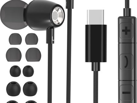 Auriculares USB C, Auriculares Tipo C para Samsung S23 S22 S21 S20 A54 A53 5g, Metal In Ear Auriculares con Cable Tipo C para Huawei P40 P30 Pro Google Xiaomi Oneplus (Negro) Embalaje Deteriorado For Cheap