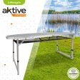 Aktive 52866 Mesa plegable grande con bandeja de malla, portátil para playa y camping, resistente aluminio gris, 160x80x70.5 cm Embalaje Deteriorado Online