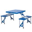 Aktive 52892 Conjunto de mesas plegable y 4 taburetes , Mesa tipo maletín, Mesa de picnic, Soporte sombrilla, Estructura aluminio, para 4 personas, Camping, Azul Embalaje Deteriorado Online now