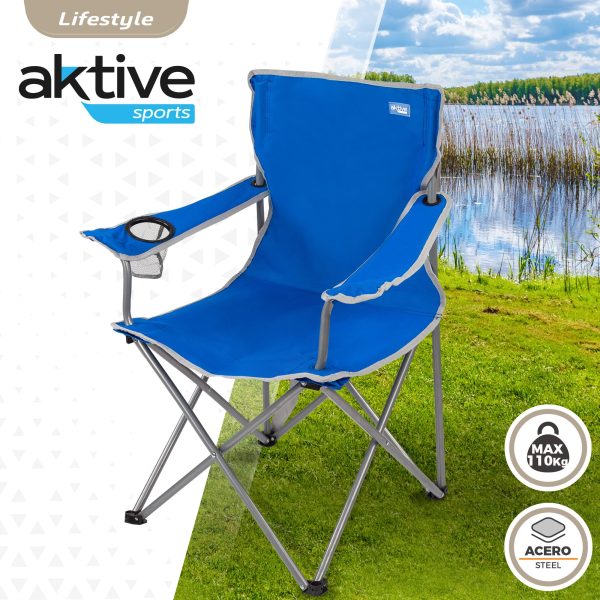 Aktive 52878 Silla plegable de camping | Ideal para excursiones al aire libre, 64.5x49.5x82cm Embalaje Deteriorado Online Sale