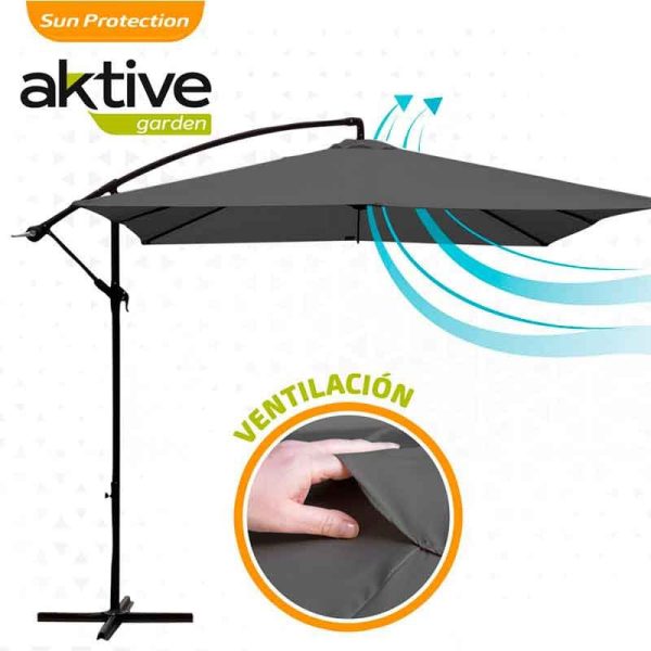 Aktive 53891 Parasol excéntrico Banana Garden 300x300cm gris claro Embalaje Deteriorado Online