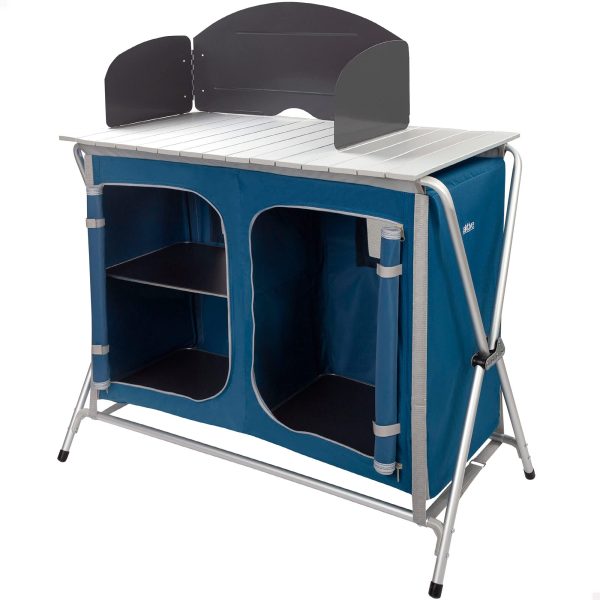 Aktive 52857 Mueble plegable de cocina con paravientos para camping y jardín, armario doble, altura regulable, color azul marino, 88x51x81-111 cm Embalaje Deteriorado For Discount