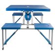 Aktive 52892 Conjunto de mesas plegable y 4 taburetes , Mesa tipo maletín, Mesa de picnic, Soporte sombrilla, Estructura aluminio, para 4 personas, Camping, Azul Embalaje Deteriorado Online now