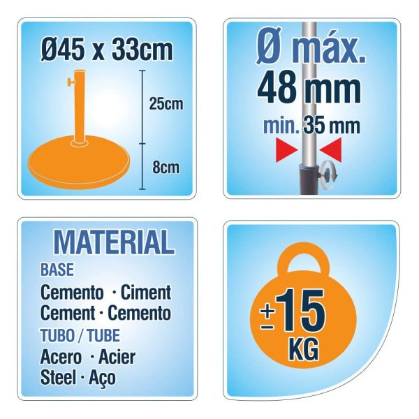 Aktive 53897 Soporte para Parasol de Cemento Garden, Base Redonda de 15 Kg Embalaje Deteriorado For Cheap