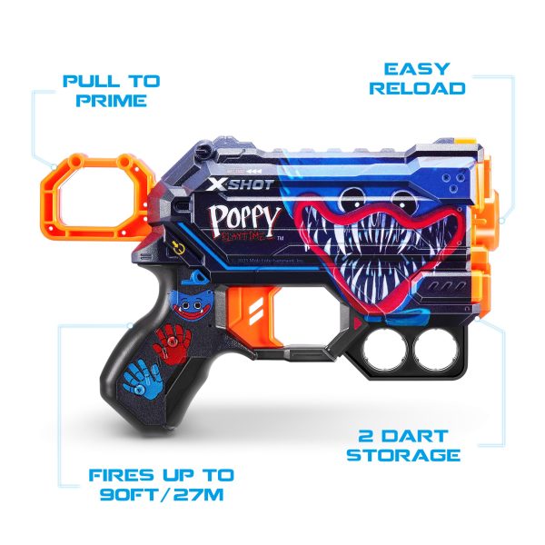 XSHOT-X-Shot Skins Menace Blaster-Poppy Playtime 2 Pack de ZURU con 16 Dardos Lanzador tecnología Air Pocket Espuma, Multicolor, S 36705 For Discount