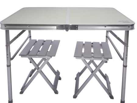 Aktive 62643 Conjunto de mesa plegable portátil para camping para 2 personas con taburetes, 90x60x70 cm Embalaje Deteriorado Supply