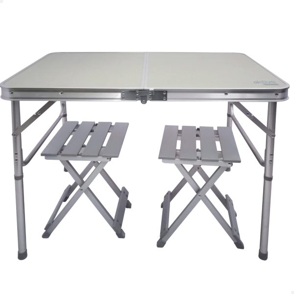 Aktive 62643 Conjunto de mesa plegable portátil para camping para 2 personas con taburetes, 90x60x70 cm Embalaje Deteriorado Supply