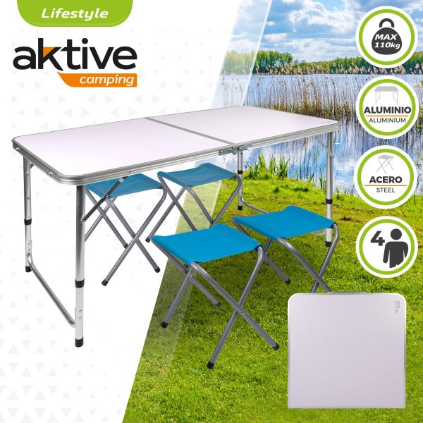 Aktive 52893 Mesa plegable regulable en altura con 4 taburetes Embalaje Deteriorado Hot on Sale