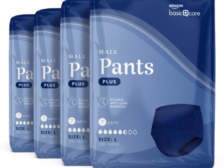 Amazon Basic Care Pants Hombre Plus L – 28 Unidad, 4 Paquetes de 7, Azul Embalaje Deteriorado Cheap