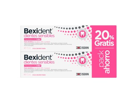 (Falta 1 Unidad, Incluye 1) Pasta dentífrica ISDIN Bexident Dientes Sensibles con CPC + Cymenol, Alivia la sensibilidad dental en 2 días, Uso diario, Pack ahorro 20%, 2 x 75ml Embalaje Deteriorado Discount