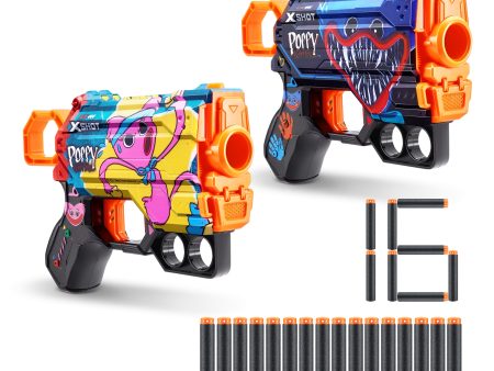 XSHOT-X-Shot Skins Menace Blaster-Poppy Playtime 2 Pack de ZURU con 16 Dardos Lanzador tecnología Air Pocket Espuma, Multicolor, S 36705 For Discount