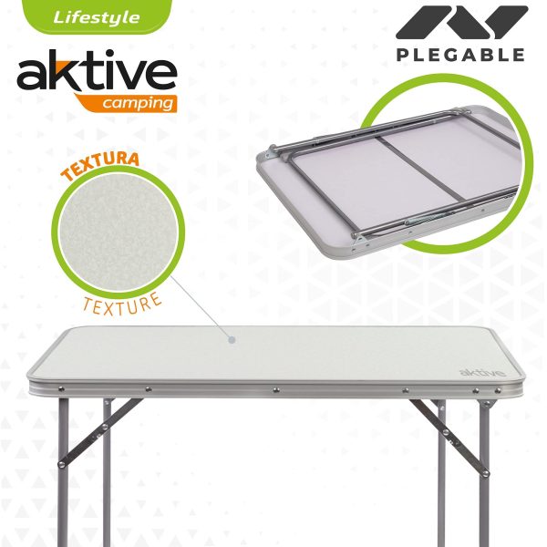 Aktive 52814 Mesa de camping plegable, ligera y portátil, color blanco, 80x60x70 cm Embalaje Deteriorado Discount