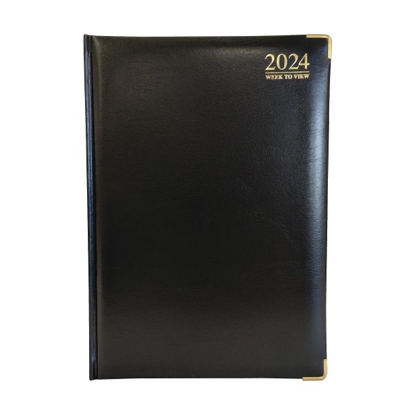 Agenda G4 2024 negra A5 vista semanal, tapa dura, papel de 70 g m² para negocios, oficina y hogar Embalaje Deteriorado For Sale