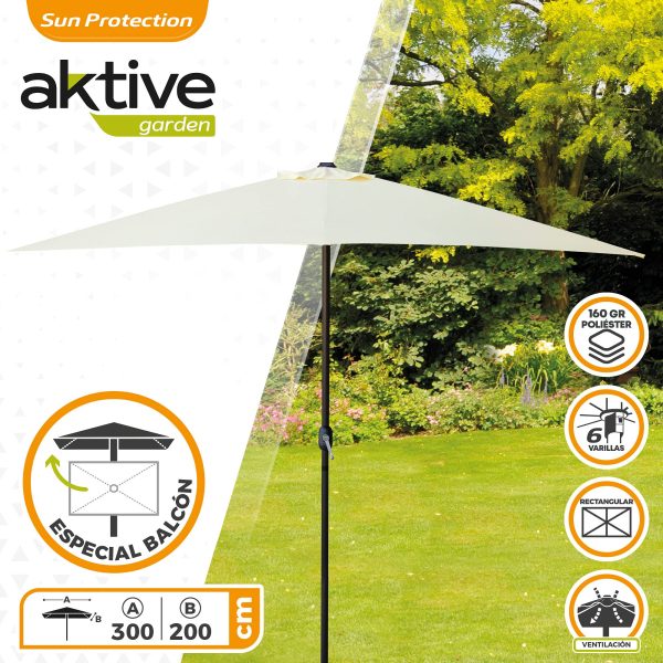 Aktive 53877 Sombrilla jardín rectangular , Parasol terraza, color crema, 3x2 m Embalaje Deteriorado on Sale